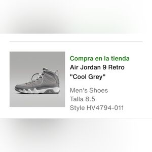 Air Jordan 9 Retro 'Cool Grey' Men's Shoes